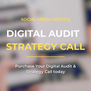 Promotional text for a digital audit strategy call with a blurred background