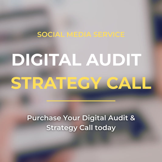 Promotional text for a digital audit strategy call with a blurred background